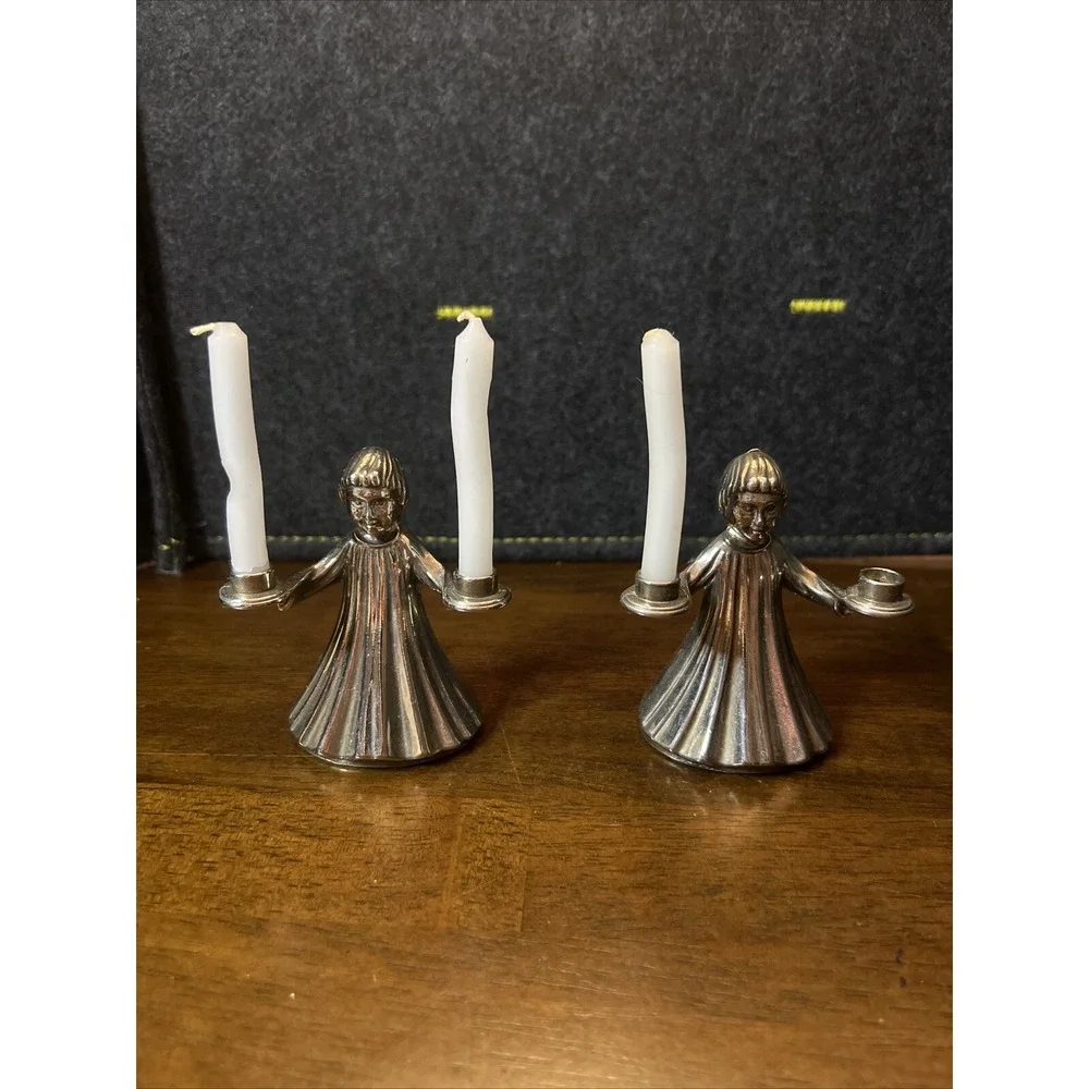 Vtg Oneida Ltd Silver Angel Lights Candleholder‎ William A Rogers Silverplated